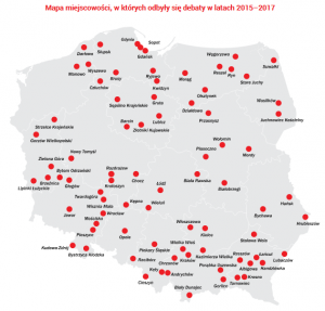 Mapa - debaty lokalne