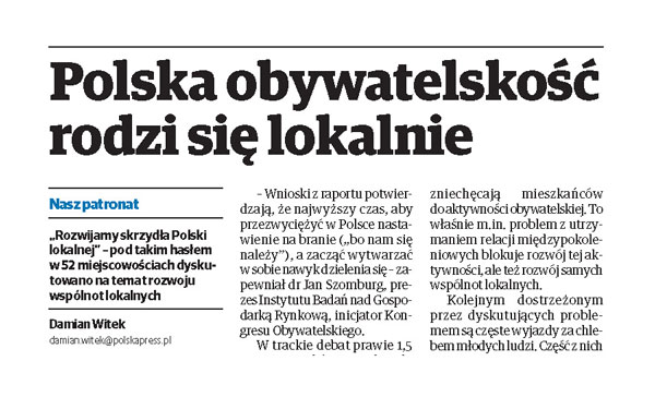 Polska obywatelskość rodzi się lokalnie