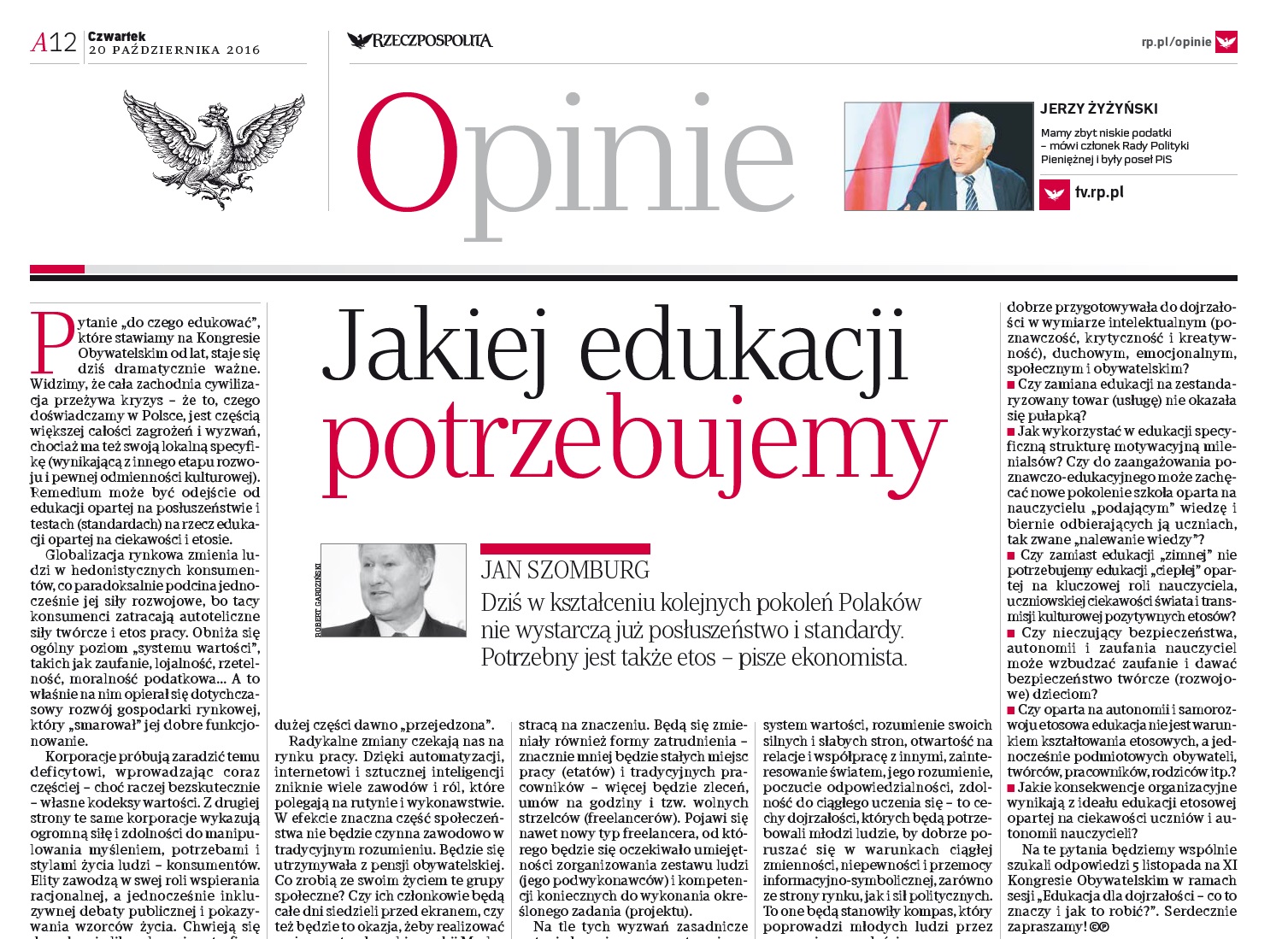 XI Kongres Obywatelski - Opinie w Rzeczpospolita