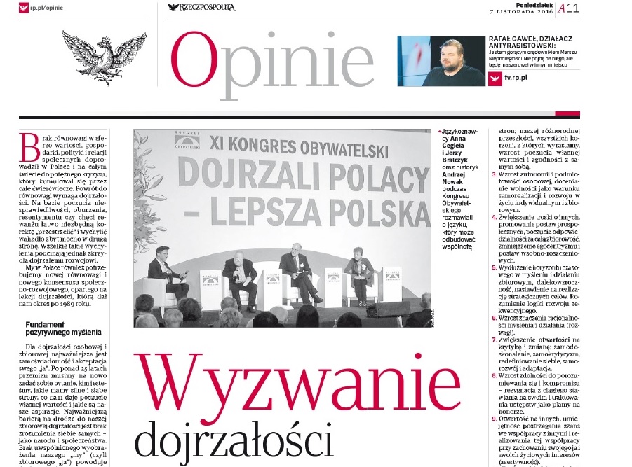 XI Kongres Obywatelski - Opinie w Rzeczpospolita