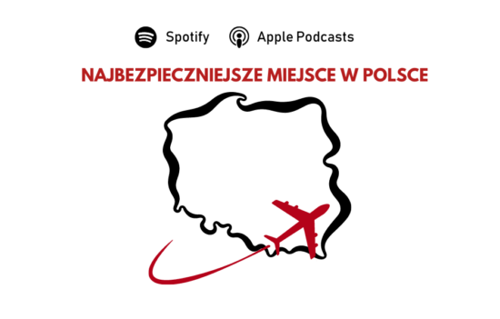 Kontur Polski, w miejscu Rzeszowa zaznaczony samolot nadlatujący z kierunku zachodniego. Nad obrazkiem napis "Najbezpieczniejsze miejsce w Polsce".