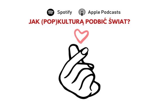 Symbol muzyki k-pop (koreański pop), nad nim napis "Jak popkulturą podbić świat?"