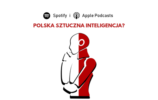 Robot w barwach biało-czerwonych, u góry pytanie "Polska sztuczna inteligencja?".