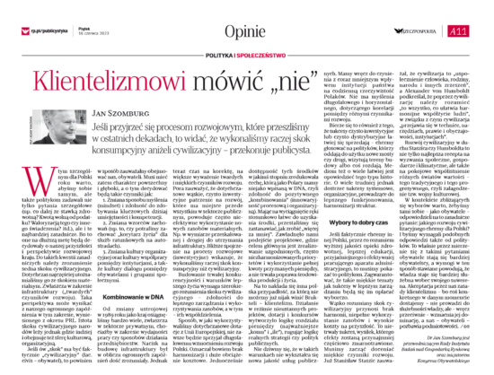 widok artykułu dra Jana Szomburga zamieszczonego w dzienniku "Rzeczpospolita"