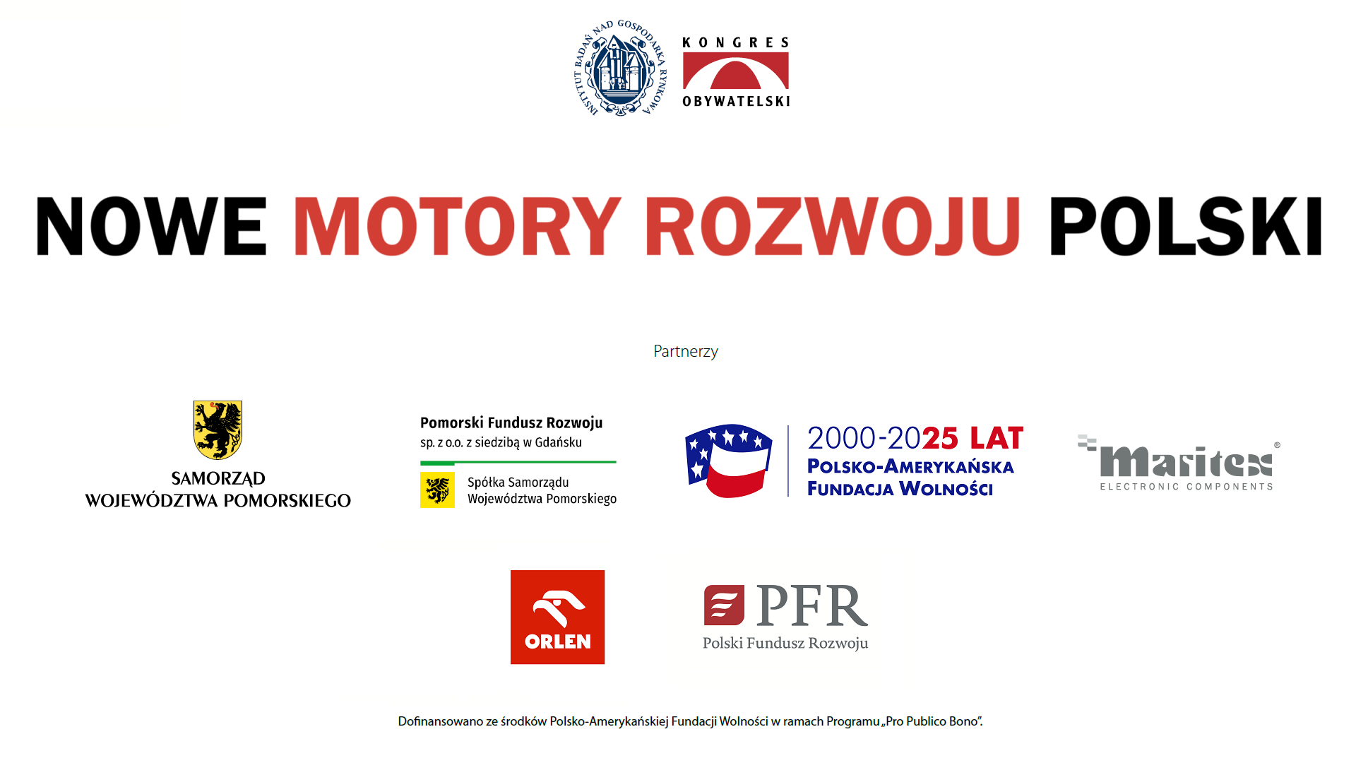 Debata "Nowe motory rozwoju Polski" - baner z partnerami